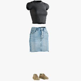 3D Skirt with Tshirt and Sneakers